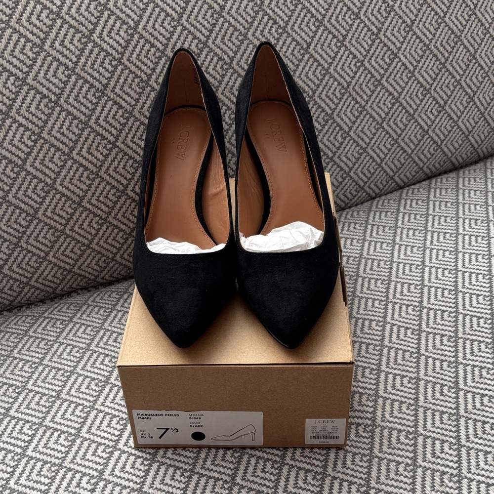 J. Crew Microsuede Heeled Pumps Black